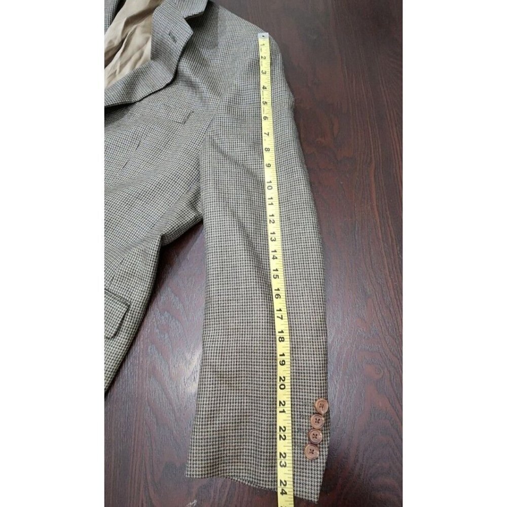 Ralph Lauren Mens Blazer Jacket Single Breasted 42R Houndstooth Brown Silk Blend - Picture 10 of 16